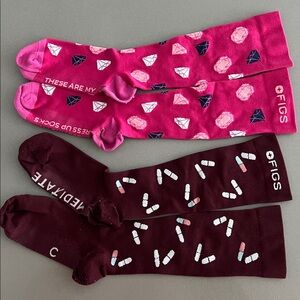 Figs Pink and Burgundy Compression Socks